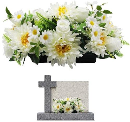 Jeorywoet 16.5x10x7 Sella per fiori lapide Fiori artificiali commemorativi commemorativi resistenti all'acqua resistenti al sole per la decorazione della tomba