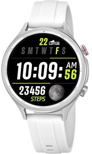 LOTUS Montre Connectée Homme Femme - Montre Connectée Caoutchouc Blanc | Étanche IP65, Vocal IA, Musique, Podomètre et Calories, Téléphone, Sports 50203/1 Naya Lite, Smartime 2nd Gen