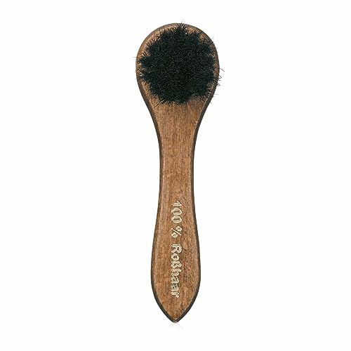 Solitaire - Tiegelbürste - Schuhbürste - Qualitativ hochwertige Bürste mit 100 Prozent Rosshaar mit hellem und mit dunklem Haarbesatz.
