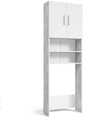 Vicco Waschmaschinenschrank, Beton, 64 x 190 cm, zur Aufbewahrung von Waschmittel und Zubehör geeignet