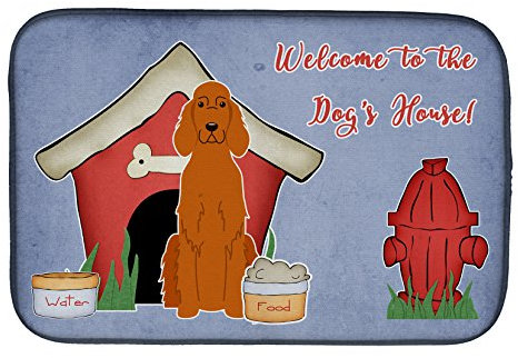 Caroline 's Treasures BB2818DDM Dog House Collection Irish Setter - Esterilla de secado Escurridor de Bayetas (14 x 21, multicolor)
