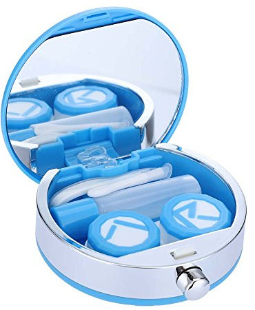 Kontaktlinsenbehälter, Mini-Kontaktlinsenhalter Augenpflege Linsen-Koffer-Set Cute Lovely Travel Kit Box (Blau)