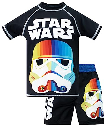 Star Wars Set de Natacion para niños | Bañador Stormtrooper de 2 Piezas para Niños | Camiseta y Pantalones Cortos de Baño | Edades de 3 a 13 años | Multicolor 4-5 años