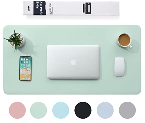 Multifunktionales Office Mauspad,BUBM 80 x 40 cm wasserdichte Schreibtischunterlage aus PU-Leder,Ultradünnes Mousepad,rutschfeste Schreibtischmatte, für Büro und Zuhause-Grün