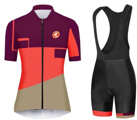 UGLY FROG Damen Fahrradtrikot Set Fahrradbekleidung Atmungsaktiv Fahrrad Trikot Kurzarm + Radhose mit 3D Sitzpolster