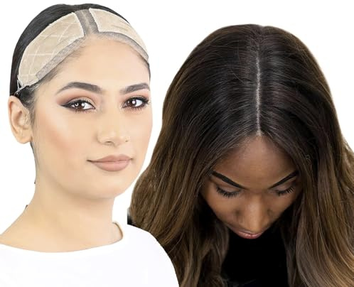 MILANO COLLECTION Lace Top Grip with Adjustable Velvet Band, Glueless, Comfortable, and Secure Fit Wig Accessory, Large, Beige
