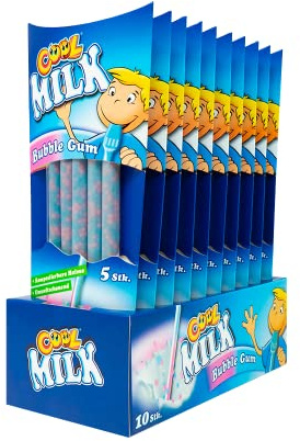 Cool Milk ÖKO kompostierbare Trinkhalme, Bubble Gum, 300 gramm, 50 Trinkhalme (10 x 5er Pack)