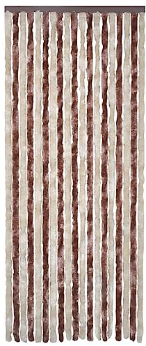 vidaXL Insektenschutz Vorhang Flauschvorhang Plüschvorhang Türvorhang Fadenvorhang Fliegenschutz Wohnwagen Camping Beige Hellbraun 90x200cm Chenille