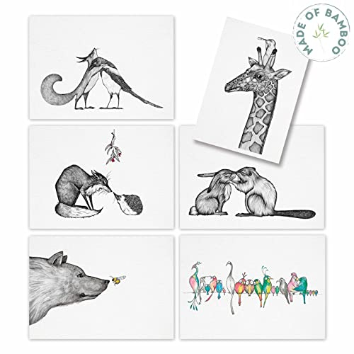 Ligarti Postkarten Set | 6 nachhaltige Grußkarten | Geburtstagskarte | Bambus Papier (Freundschaft)