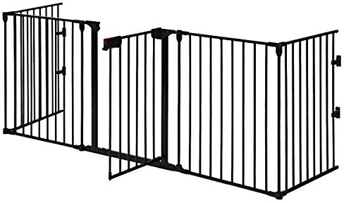 COSTWAY Barrera de Seguridad para Niños Perro Rejilla de Protección Plegable para Chimenea Escalera Puerta (Negro)
