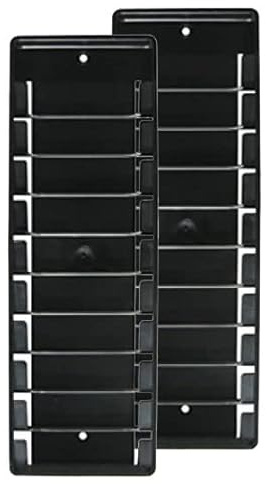 Kartenhalter/Wandhalter schwarz für 10 Mitarbeiterkarten – Zeiterfassung | 2er SET - kompatibel zu Chipdrive Timerecording / Reiner SCT/ diversen Zeiterfassungssystemen / Fitnessstudio