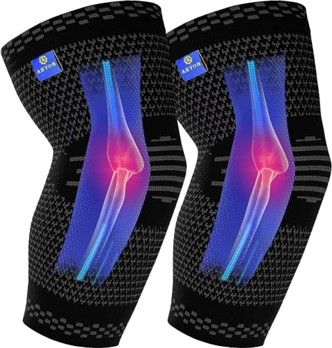 ABYON Ellenbogenbandage 2 Stücke, Kompressions Tennisarm Bandage für Damen und Herren Golferarm Tendinitis, Arthritis, Sehnenentzündung, Gelenkschmerzen