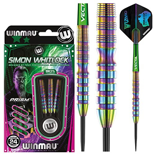 WINMAU Simon Whitlock Urban World Cup Edition 24 Gram Professionell Stålspets Volfram Dart Set med dartflygs och stjälkar