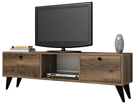 WellHome TV Tisch Niger Nussbaum Schwarz 138x42,6x29,5 cm