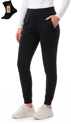 MERINNOVATION Women's Joggers with Pockets - 100% Merino Wool Sweatpants Midweight Wicking Thermal Pants for Running Hiking