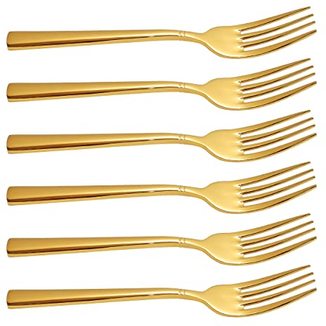 CAMRI Gold Forks Set of 6 – Golden Dinner Fork Stainless Steel, Gold Mirror Finishing, Gold Cutlery Sets for Home, Kitchen & Restaurant, 18.3 cm/ 7.2 in (C37 G - 6 Pcs)
