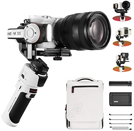 Zhiyun Crane M3 S Combo Gimbal Stabilizer für DSLR spiegellose Kameras 3-Achsen Handheld Video Stabilizer Kompatibel mit Gopro, Action Kamera, Smartphone, Stativ Telefon Clip enthalten