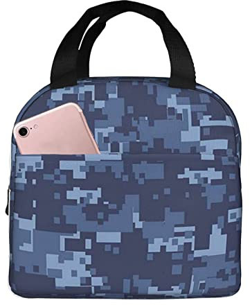 XVBCDFG Bolsa de almuerzo con diseño de camuflaje, bolsa de almuerzo con aislamiento térmico grueso de papel de aluminio portátil, bolsa de almacenamiento pa