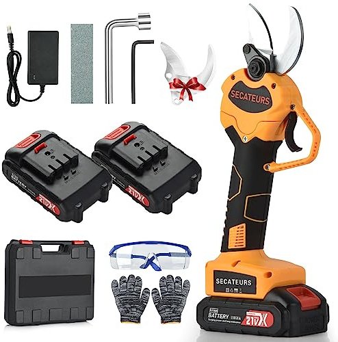 Secateur electrique sans fil,diamètre de coupe maximum 30 mm, 2 batteries 2000 mHA, sécateurs électriques professionnels, arbres fruitiers, vignes