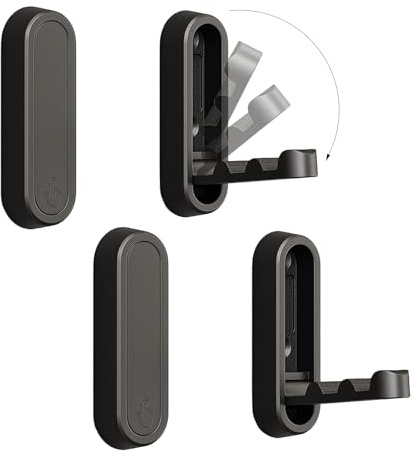 XSGTZMJ 4PCS Foldable Wall Hooks, Flip Down Design with 40 lbs Heavy-Duty Capacity, Retractable Wall Hooks for Bathroom, Bedroom & Entryway Space Saving (Black)