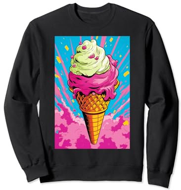 Gaufrier glacé cornet de glace glace pop art vintage rétro glacé café glacé Sweatshirt