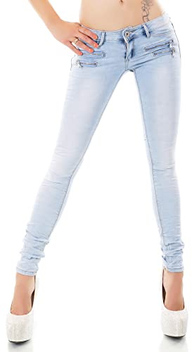 STIDIA Damen Jeans Low Rise Hüftjeans Hose Röhrenjeans Skinny Slim Fit Stretch XS-XL (DE/NL/SE/PL, Alphanumerisch, L, Regular, Regular, Hellblau/81-6)