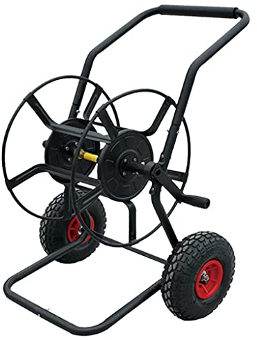 Gartenschlauchwagen, Schlauchhalter mit Rädern, robust, besonders stabil, praktisch, im Garten und im Freien, geeignet für 100 m, 1 Zoll, Schwarz, 62 x 62 x 95 m