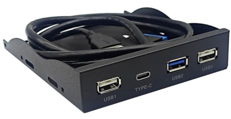 iFutniew Panneau de lecteur de disquette USB 3.2 GEN1 type C 8,9 cm HUB 19 broches vers port C réversible 5 Gbit/s facile à utiliser