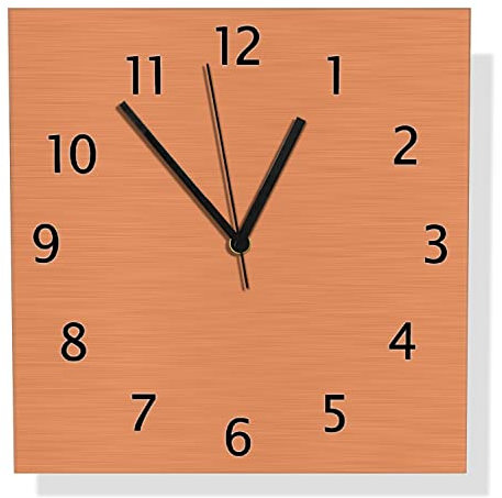 Wallario Design Wanduhr Pastellorange aus Aluverbund, Alu-Uhr Größe 30 x 30 cm, Schwarze Zeiger mit Metalloptik