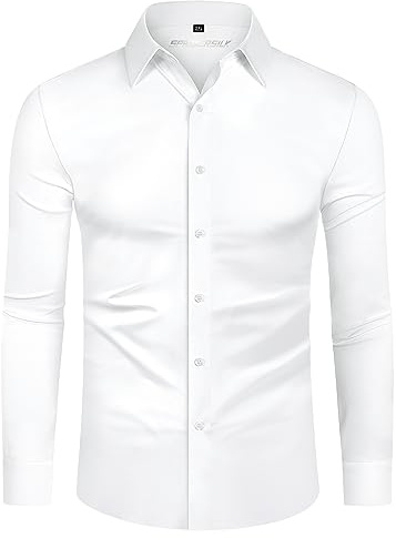 Demeanor Chemises pour hommes à 4 directions d'étirement, manches longues, coupe ajustée, chemises habillées formelles pour hommes, sans repassage, chemises décontractées pour le travail, le business