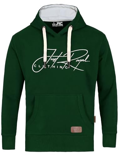 JRC Just Royal Clothing Mens Pullover Fleece Hoodies with Thermal Hood Inner, Casual Hooded Sweatshirt Tops with Kangaroo Pockets (Bottle Green, XL)