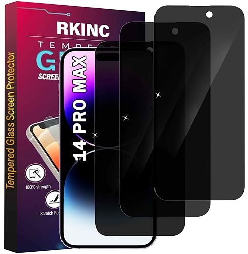 RKINC 3 Stück, Sichtschutz Panzerglas für iPhone 14 Pro Max 6.7-Inch, Anti-Spähen Panzer Schutz Glas HD Displayschutzfolie, 0,33 mm kratzfest, splitterfrei, blasenfre