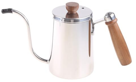 300/600 ml Edelstahl-Kaffeekessel Schwanenhals-Ausgießer dünne Öffnung Retro-Teekanne mit Skala Holzgriff