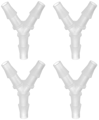PATIKIL Paquete De 4 Conector De Manguera con Púas De Plástico 2/7 | Unión Igualada En Forma De Y De 3 Vías, Empalmador, Acoplador, Adaptador De 2.2 Pulgadas, Para Tubería Líquido Gas