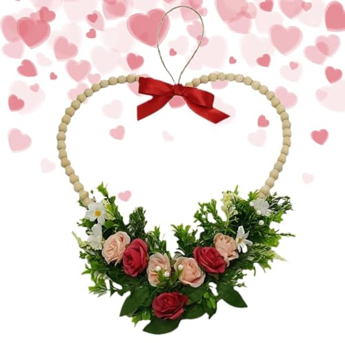 Niesel Decoración de pared con guirnalda de flores, guirnaldas florales artificiales para interiores | Objetos de escena para la decoración 'ambiente de San,Guirnalda de corazones de flores
