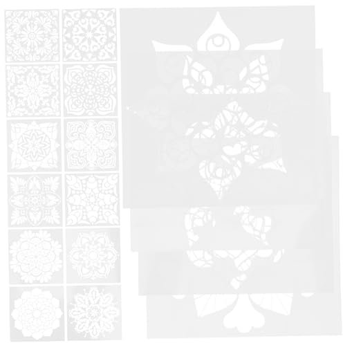 DIYEAH 16-teiliges Mandala-schablonen-set Für Wandfarben Malschablonen Zum Basteln Wiederverwendbares Kunststoff-wandkunst-vorlagen-set