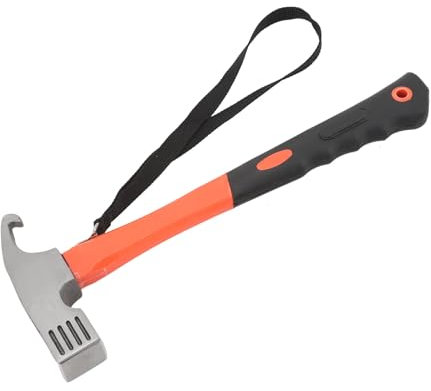 Klohammare, ABS-gummijärn Multifunktionell Spikhammare med örnnäbbklo för Camping, Vandring (Orange)