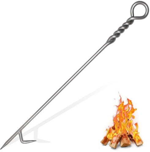 Feuerschürhaken für Feuerstelle im Freien, 101,6 cm, gedrehtes Seil-Design, 316 Edelstahl, Kaminschürhaken für Feuerstelle, handgefertigte Feuerstelle, Schürhaken für Brennholz, Holzkohle, Lagerfeuer,
