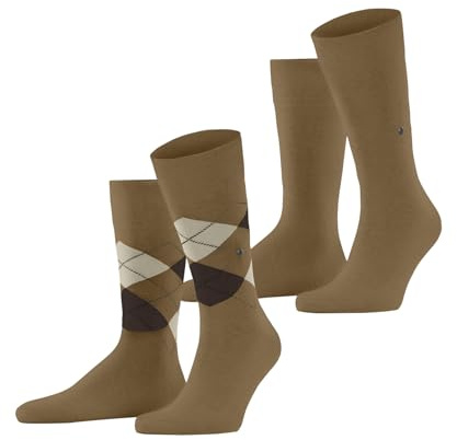 Burlington Everyday Argyle Mix Multipack M So coton fantaisie 2 paires, Chaussettes Homme, Beige Brown Sugar 5152, 40-46