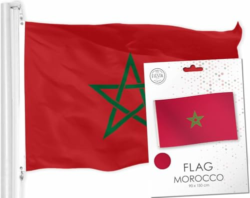 Carpeta Flagge * MAROKKO * mit Messingösen | 90 x 150cm, wetterfeste Fahne für Fahnenmast oder Aufhängen, 100% Polyester | Nationalflagge Länderflaggen Dekoration, Farbe: Marokko