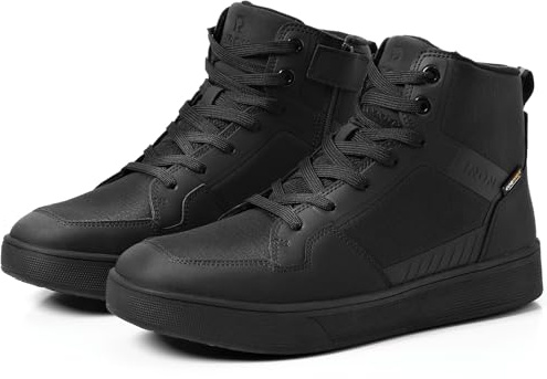 RIDEIRON Motorradschuhe Herren CE-konform Rutschfeste | Motorradstiefel geeignet wasserdicht rutschfest atmungsaktiv modisch und bequem Schwarz 40-46