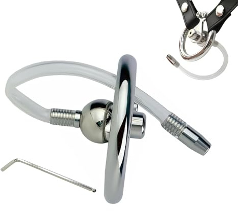 Inverted Chastity Cage Sexspielzeug Peniskäfig aus Metall mit Katheter und Gürtel Keuschheitskäfig Herren mit Schraubverschluss Keuschheitsgürtel Klein Flat chastity cage aus Edelstahl (50mm,A)