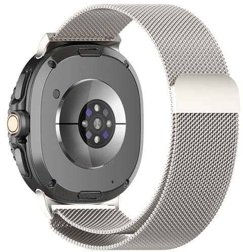 PaceBid Metallrem för Samsung Galaxy Watch 8 (40 mm 44 mm), herr och dam rostfritt stål metallutbyte magnetband armband för Samsung Galaxy Watch 8 Classic 46 mm 2025, Starlight, 40mm, 44mm, 46mm