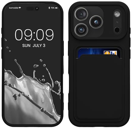kwmobile Fodral kompatibelt med Apple iPhone 17 Pro Fodral - Mobiltelefon Bakfodral med Korthållare - Mjuk TPU Silikon Svart