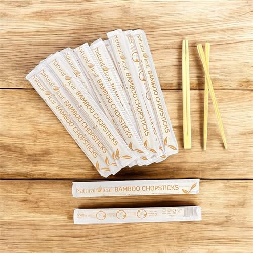 HOT BARGAINS Chopsticks, 100 Pairs Individually Wrapped Bamboo Chopsticks, 20cm Length