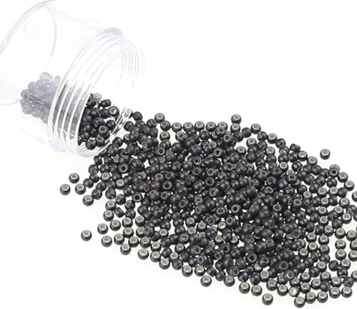 Lot de 1000 Micro Anneaux Doublés en Silicone, Perle pour Cheveux, 2.5mm Micro Anneaux Pour Extension Cheveux Perle Pour extensions de cheveux (marron foncé)