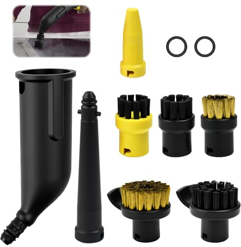 Zuxbolf Juego de Accesorios de 10 Piezas Para Limpiadores a Vapor Kärcher Sc1 Sc2 Sc3 Sc4 Sc5, Con Boquilla Extendida, Boquillas Curva, Cepillo Redondo, Boquilla Para Lechada y Junta