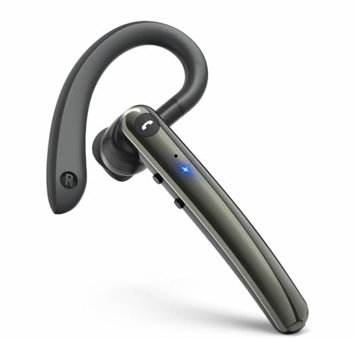 Bluetooth Headset, Wireless Bluetooth 5.4 Earpiece with 10Hrs Hands Free Talk Time, Single-Ear Headset with Noise Canceling Mic, Dual Pairing Headphones for Business/Office/Driving/Trucker/Android/iOS