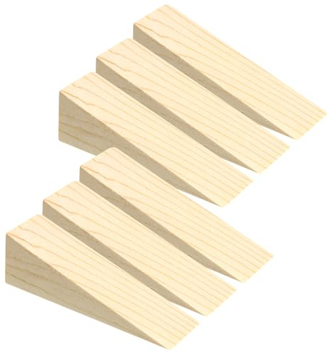6 Stück Holzkeile Türkeil Türstopper Holz Türkeile Fester Türstopper Boden Möbelkeile Holzkeile Keil Holzkeiles Rutschfest Keile für Alle Oberflächen Mobile Sicherheit Heimbüro