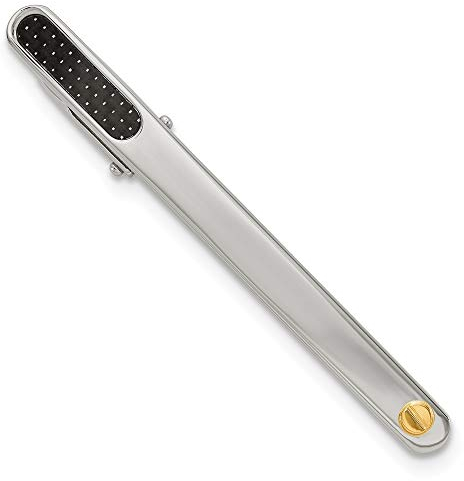 Krawattennadel aus Edelstahl, poliert, gravierbar, Kohlefaser, 18 Karat, Maße: 55 x 4 mm breit, Schmuck für Herren, Edelstahl